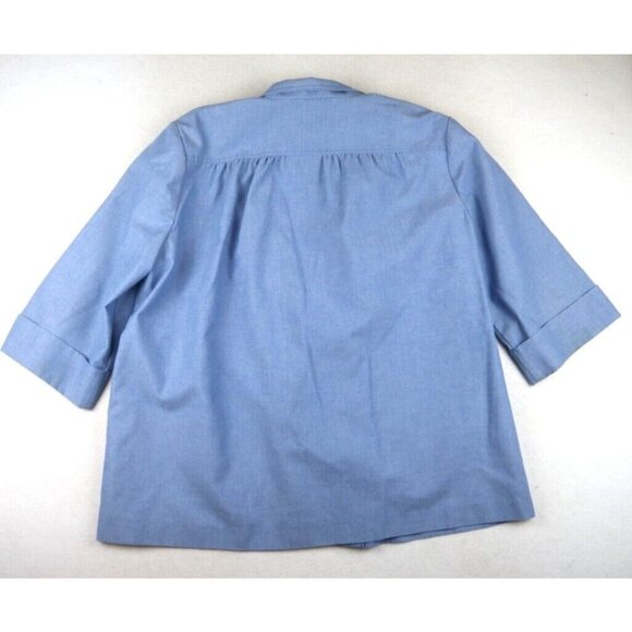 VINTAGE WOMEN'S BLUE 3/4 SLEEVE BUTTON-UP TOP - COS COB - SIZE 38 - Picture 8 of 8